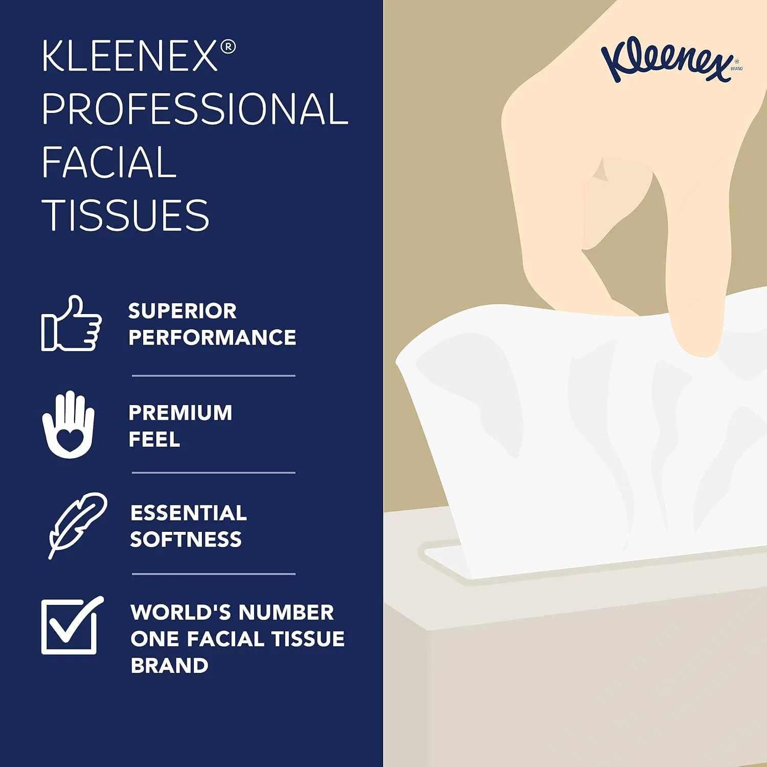 Kleenex Professional Facial Tissue, Bulk (21606), 2-Ply, White, Flat Boxed Format, Designed for Business (125 Tissues/Box, 48 Boxes, 6,000 Sheets/Case)