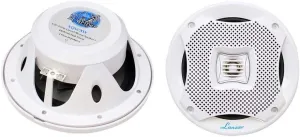 LANZAR Marine Speakers, 5.25 Inch, Water Resistant, 400 Watt Power, 2 Way Audio System, Resin Treatment, Includes Grills and Installation Hardware for Indoor and Outdoor Use, AQ5CXW (White)