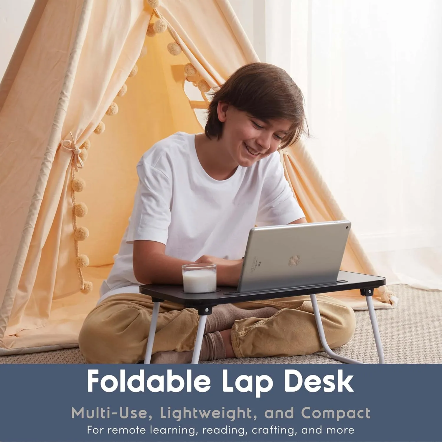 Laptop Bed Tray Table, Laptop Stand, Portable Lap Desks with Foldable Legs, Reading Desk for Sofa Couch Floor - Medium