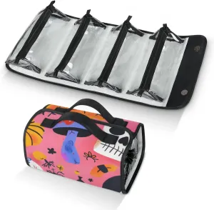 Large Capacity 4-in-1 Hanging Travel Toiletry Bag Storage Organizer With 4 Detachable Removable Zipper Clear Pouches Halloween Ghosts