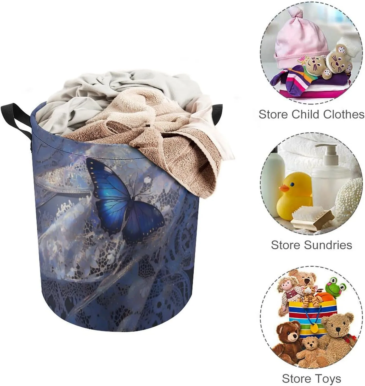Laundry Hampers, Large Drawstring Laundry Bag, Removable Laundry Bags, Collapsible Storage Bin with Handles for Home Organization, Kids Room, Nursery Botany