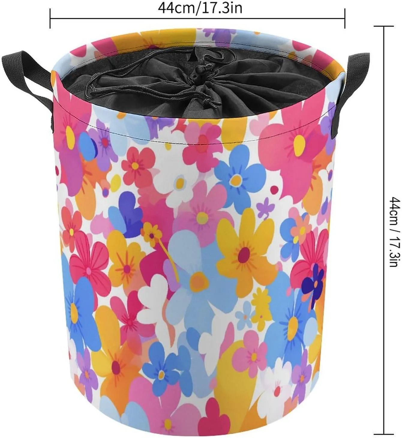 Laundry Hampers, Large Drawstring Laundry Bag, Removable Laundry Bags, Collapsible Storage Bin with Handles for Home Organization, Kids Room, Nursery Flower