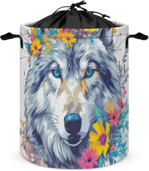 Laundry Hampers, Large Drawstring Laundry Bag, Removable Laundry Bags, Collapsible Storage Bin with Handles for Home Organization, Kids Room, Nursery Iris