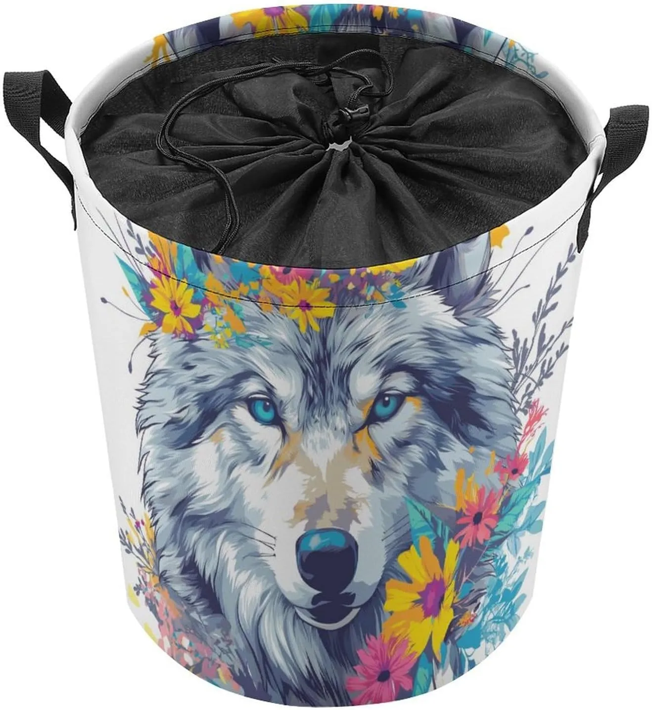 Laundry Hampers, Large Drawstring Laundry Bag, Removable Laundry Bags, Collapsible Storage Bin with Handles for Home Organization, Kids Room, Nursery Iris
