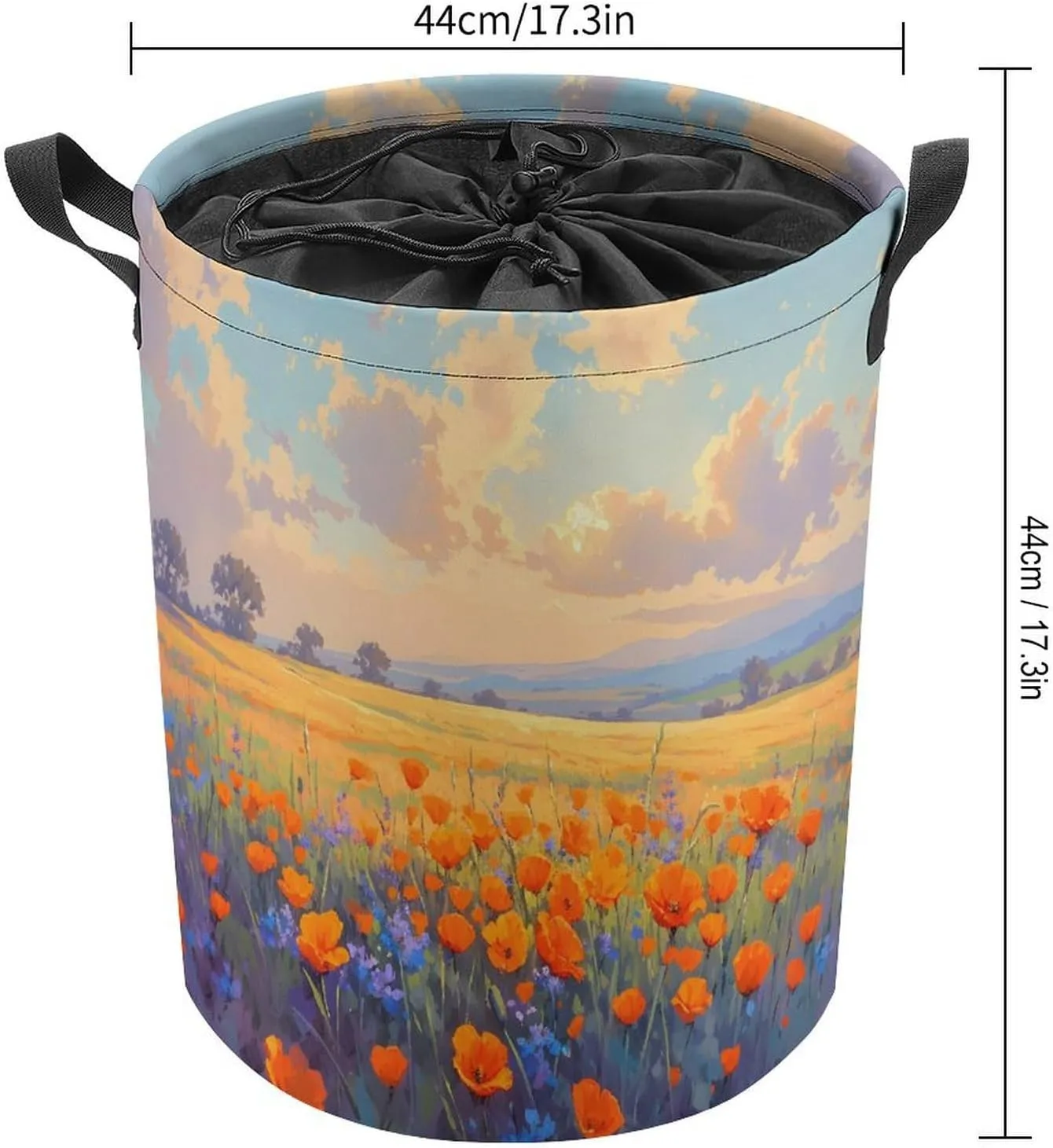 Laundry Hampers, Large Drawstring Laundry Bag, Removable Laundry Bags, Collapsible Storage Bin with Handles for Home Organization, Kids Room, Nursery Natural Landscape
