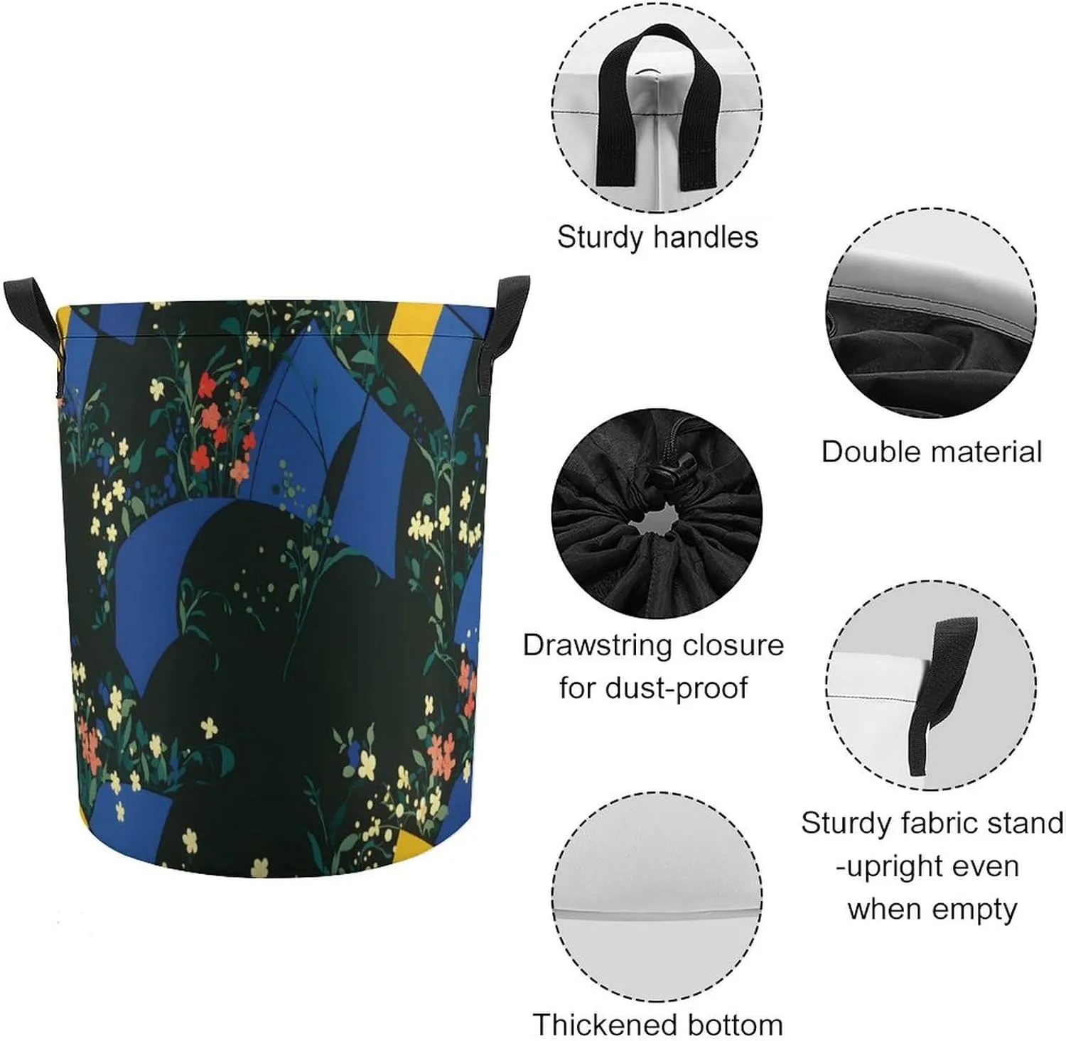 Laundry Hampers, Large Drawstring Laundry Bag, Removable Laundry Bags, Collapsible Storage Bin with Handles for Home Organization, Kids Room, Nursery Vertebrate