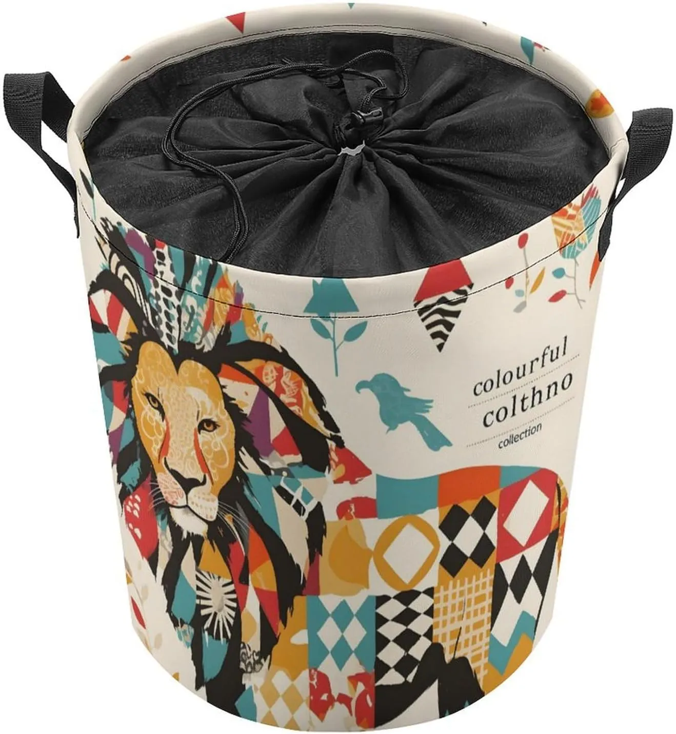 Laundry Hampers, Large Drawstring Laundry Bag, Removable Laundry Bags, Collapsible Storage Bin with Handles for Home Organization, Kids Room, Nursery Vertebrate