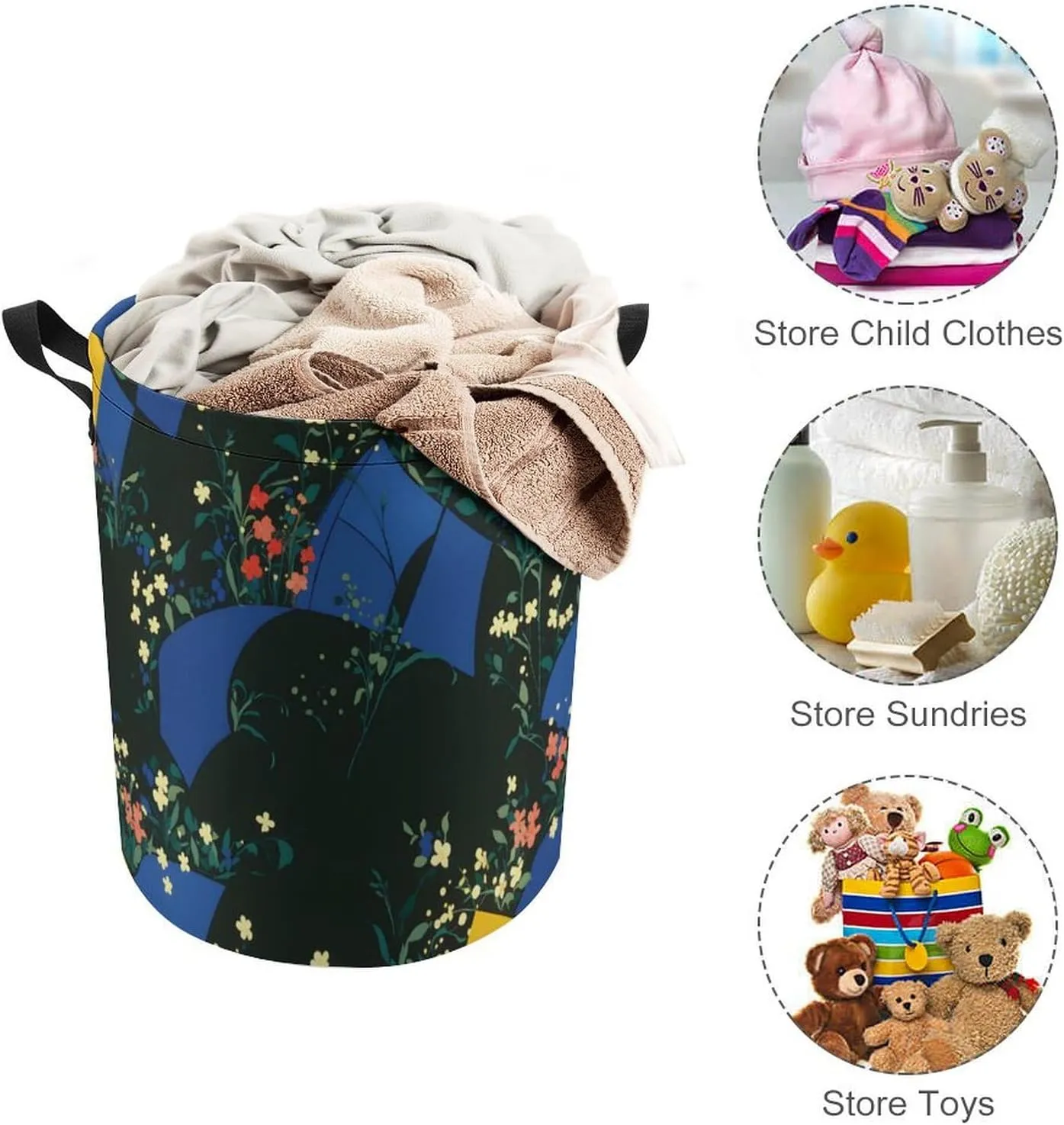 Laundry Hampers, Large Drawstring Laundry Bag, Removable Laundry Bags, Collapsible Storage Bin with Handles for Home Organization, Kids Room, Nursery Vertebrate