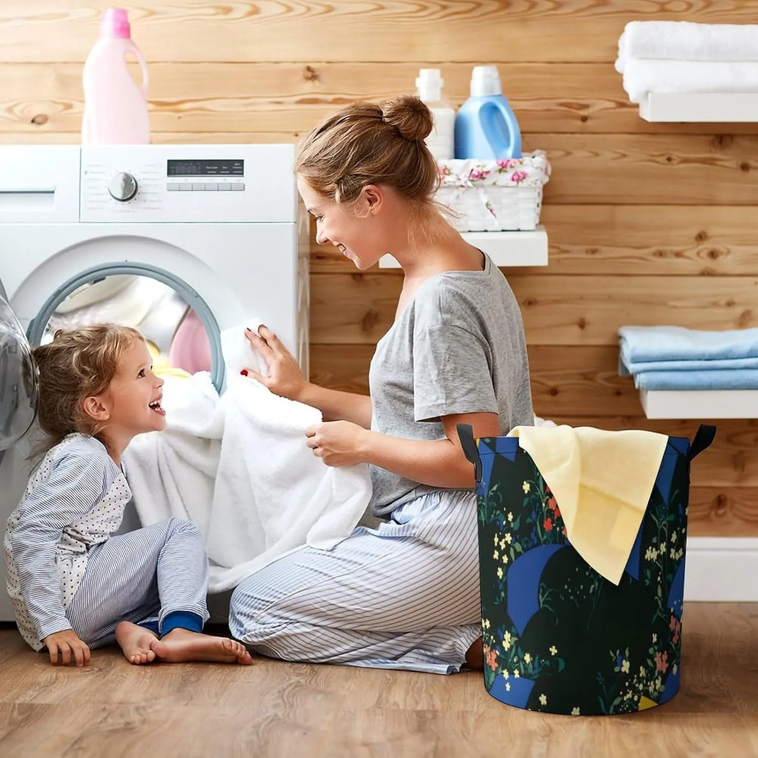 Laundry Hampers, Large Drawstring Laundry Bag, Removable Laundry Bags, Collapsible Storage Bin with Handles for Home Organization, Kids Room, Nursery Vertebrate