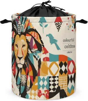 Laundry Hampers, Large Drawstring Laundry Bag, Removable Laundry Bags, Collapsible Storage Bin with Handles for Home Organization, Kids Room, Nursery Vertebrate