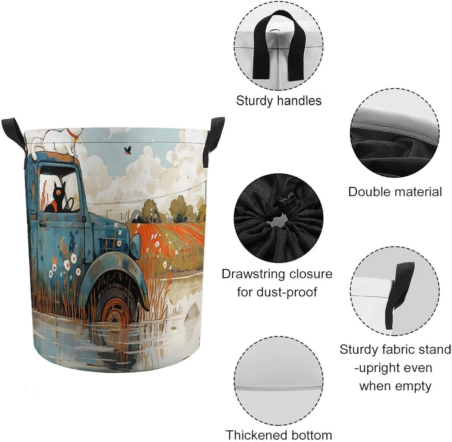 Laundry Hampers, Large Drawstring Laundry Bag, Removable Laundry Bags, Collapsible Storage Bin with Handles for Home Organization, Kids Room, Nursery Wheel