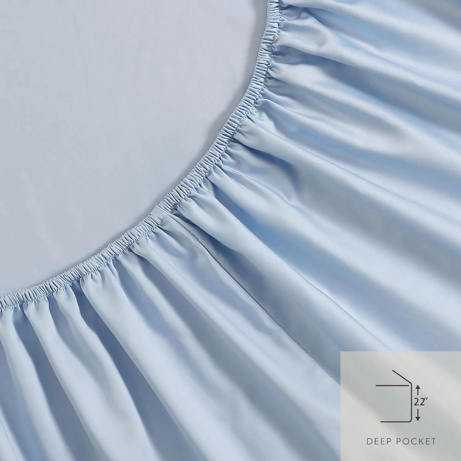 Laura Ashley- Queen Sheet Set, Luxury Sateen Cotton Bedding, 800 Thread Count, Soft & Smooth Home Decor (Solid Blue, Queen)