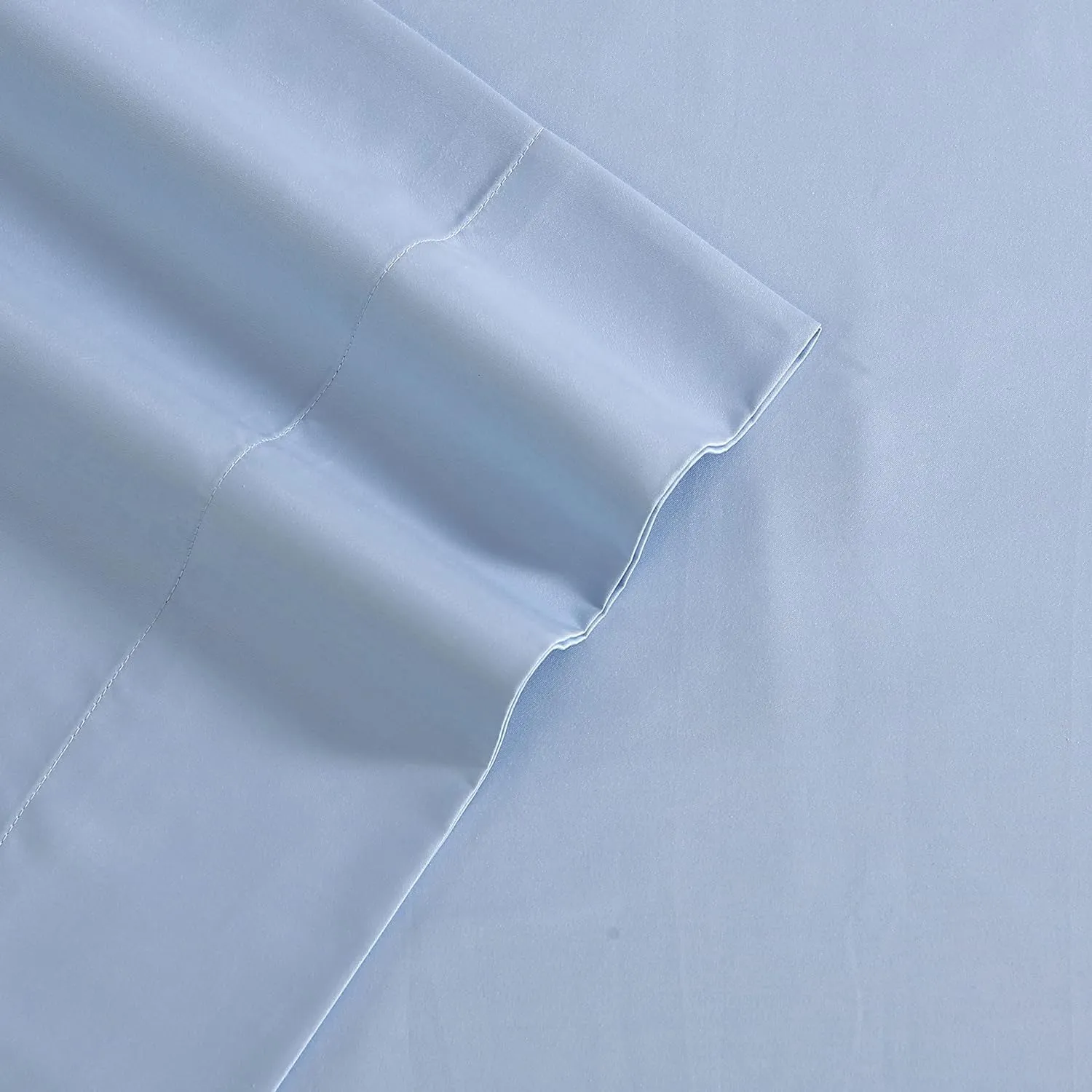 Laura Ashley- Queen Sheet Set, Luxury Sateen Cotton Bedding, 800 Thread Count, Soft & Smooth Home Decor (Solid Blue, Queen)