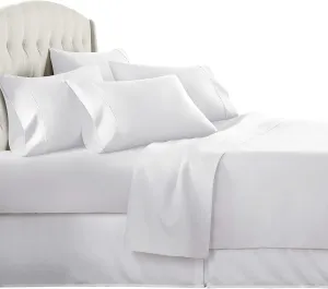 LaxLinen Bedding Sets Super Soft Quality 100% Egyptian Cotton 6PC Bed Sheet Set 24" Inch Extra Deep Pocket King/Standard or Eastern King, White Solid 500-Thread Count