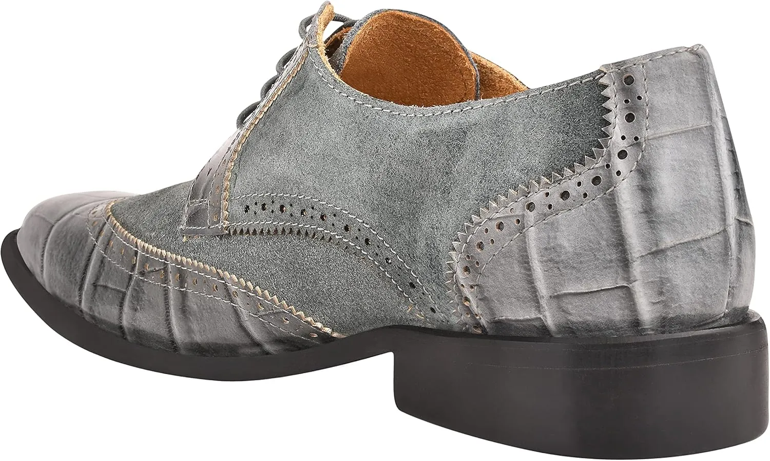 LIBERTYZENO Mens Genuine Leather Adults Wingtip Lace Up Oxford Dress Shoes for Easter Gift
