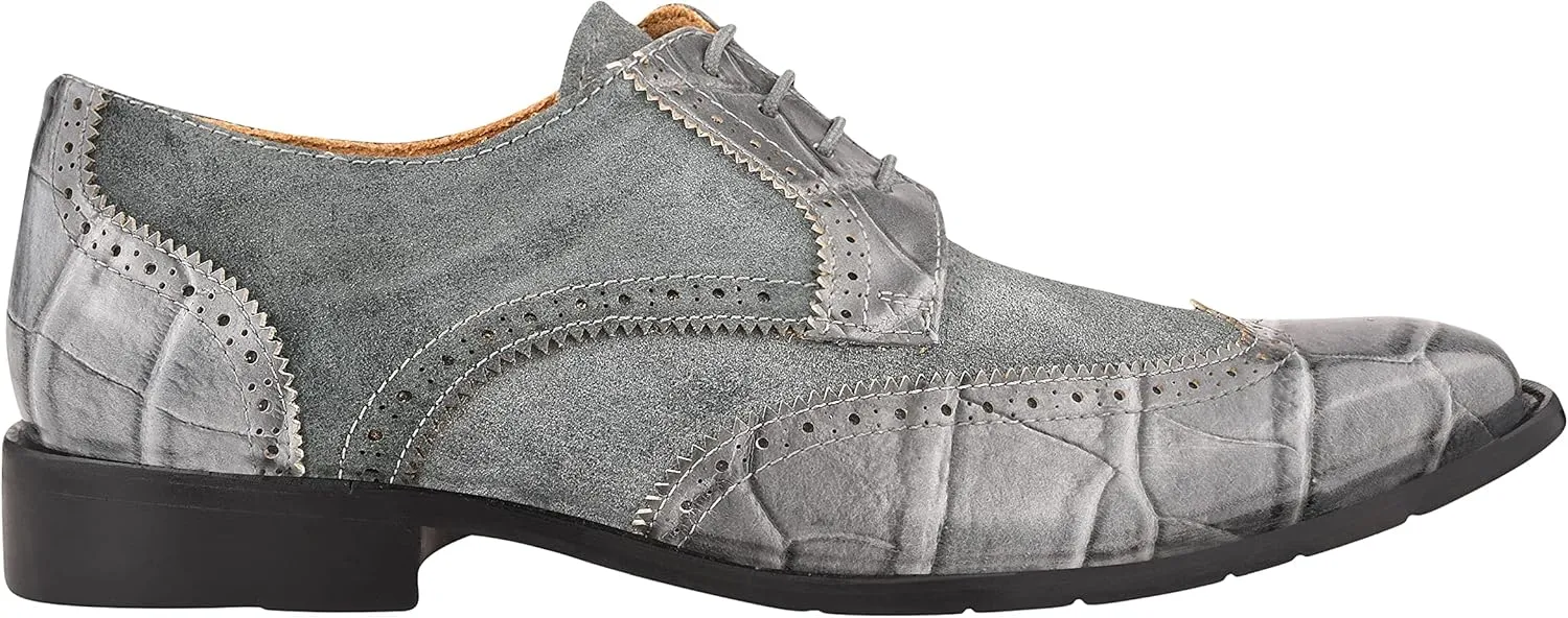 LIBERTYZENO Mens Genuine Leather Adults Wingtip Lace Up Oxford Dress Shoes for Easter Gift