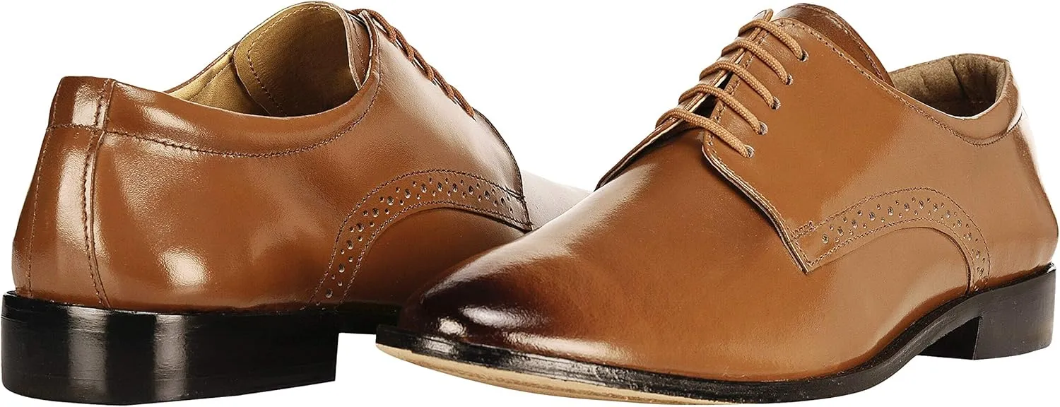 LIBERTYZENO Mens Hornback Print Genuine Leather Lace Up Oxford Dress Shoes