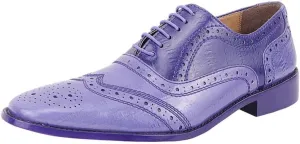 LIBERTYZENO Mens Plain & Animal Print Purple Genuine Leather Adults Slip On & Lace Up Oxford Dress Shoes/Prom Shoes for Easter Gift