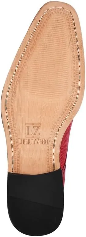 LIBERTYZENO Mens Tread Design Genuine Leather Lace Up Oxford Dress Shoes