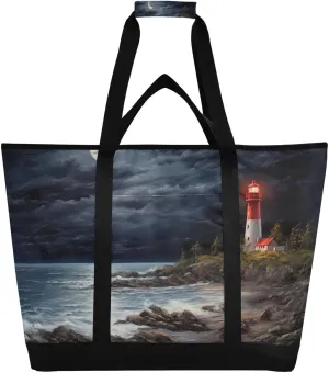 Lighthouse4 Reusable Insulated Lunchbox Cooler Bag, Leakproof Kitchen Grocery Bag Collapsible Portable Cooler Tote Bag for Picnic, Camping, Office, Travel