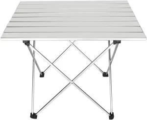 Lightweight Aluminum Folding Table, Portable Camp Table, Outdoor Picnic Camping Backpacking Beach Patio Collapsible Foldable Table (Silver, Large - Unfolded: 27" x 18.3" x 15.7")
