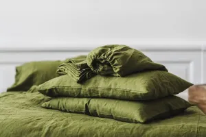 Linen Sheets Set Green Moss