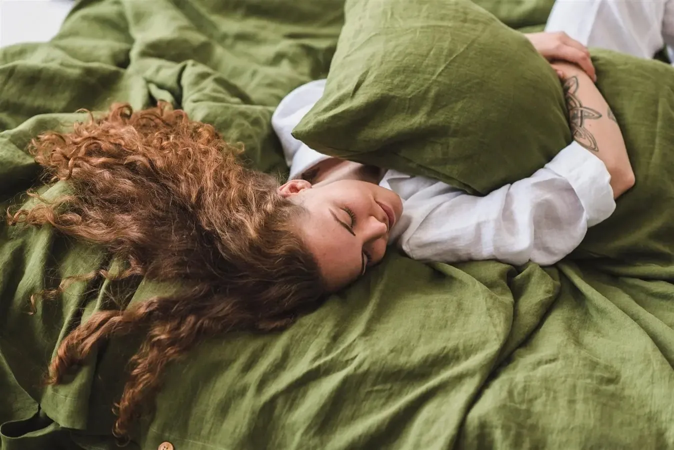 Linen Sheets Set Green Moss