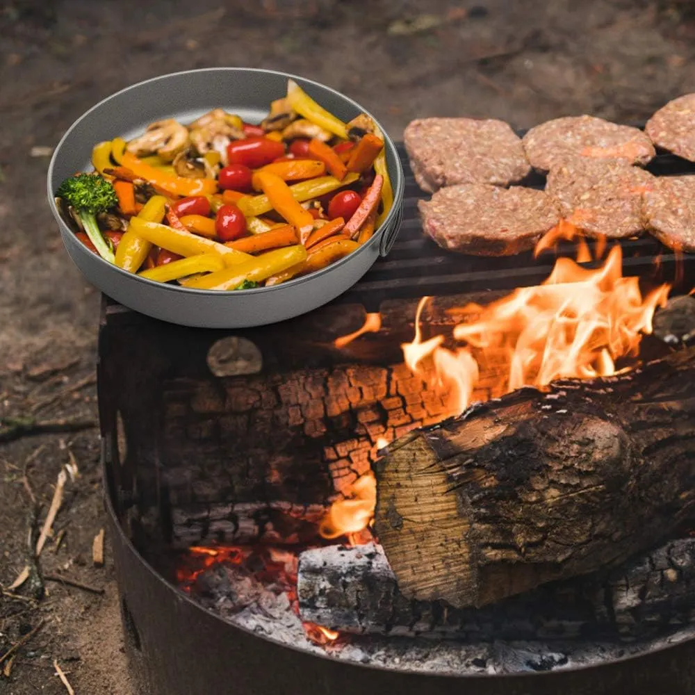 Lixada Ultralight Titanium Frypan Outdoor Camping Hiking Picnic Cooking Frying Pan 750/1000ML with/Without Handle
