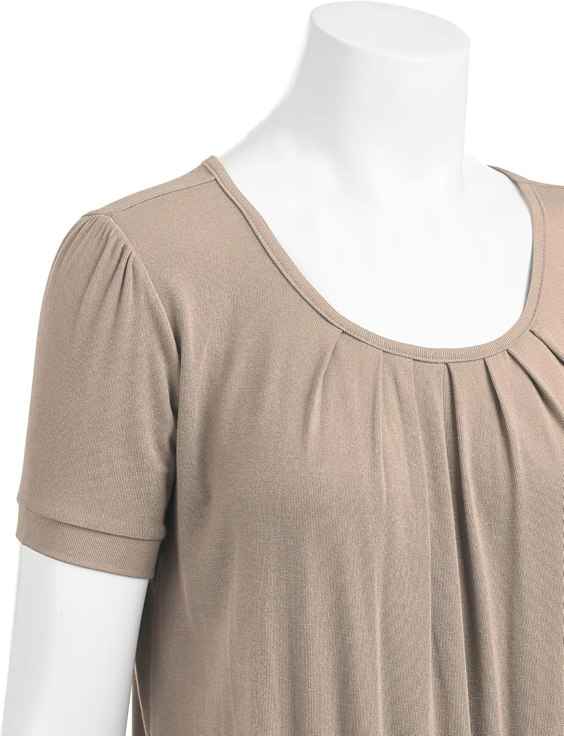 LL Womens Scoop Neck Short Sleeve Front Pleated Tunic - Made in USA
