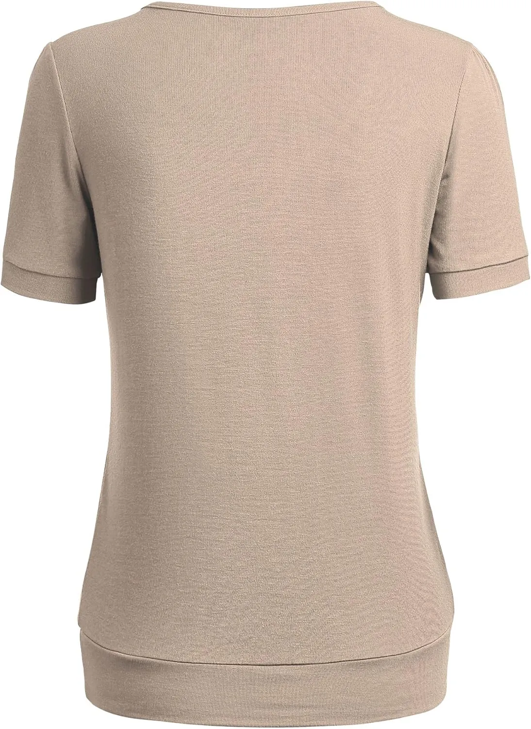 LL Womens Scoop Neck Short Sleeve Front Pleated Tunic - Made in USA