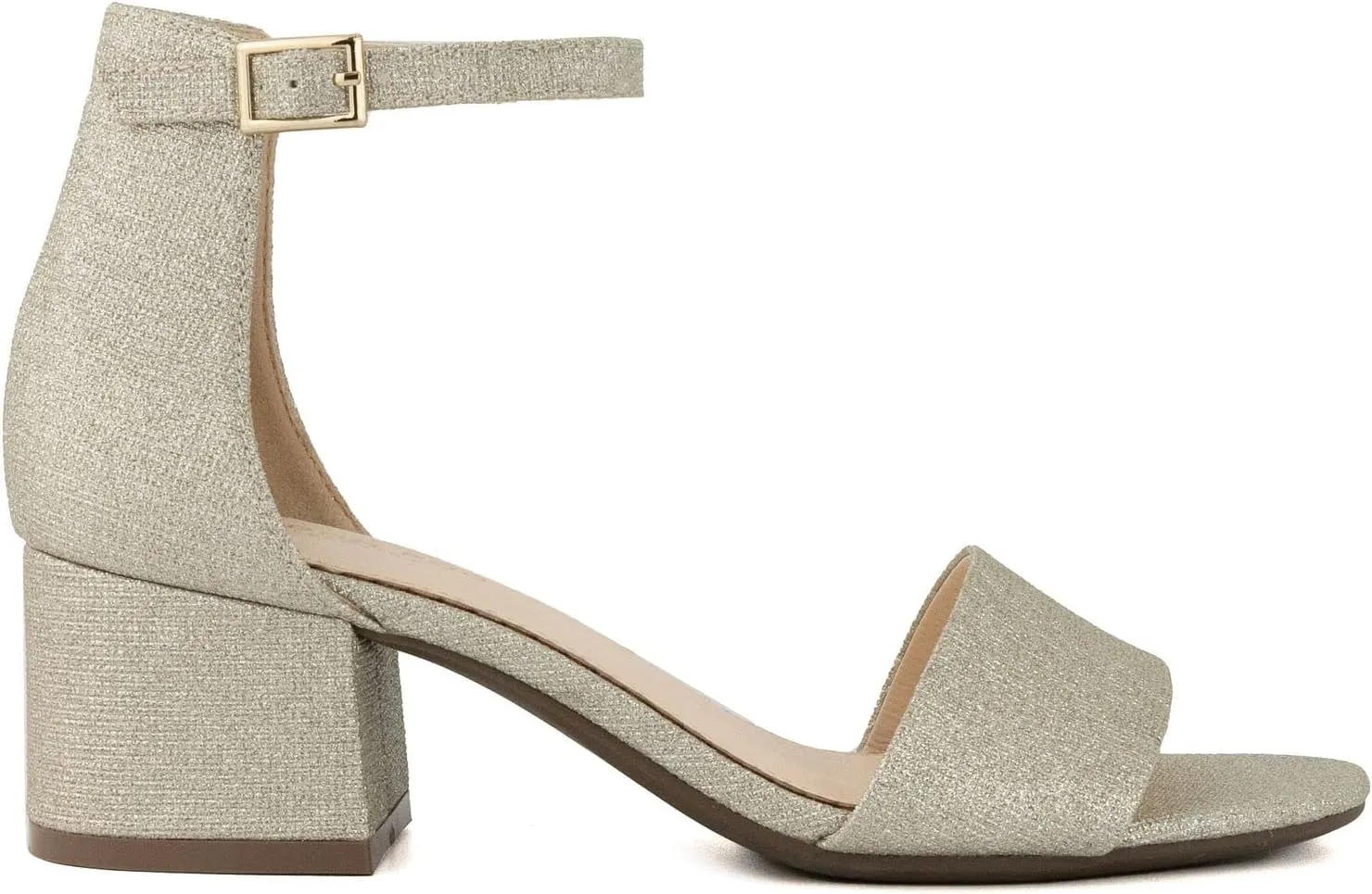 LONDON FOG Women's Nikki Low Two Piece Block Heel Dress Shoe Ladies Ankle Strap Pump Sandal