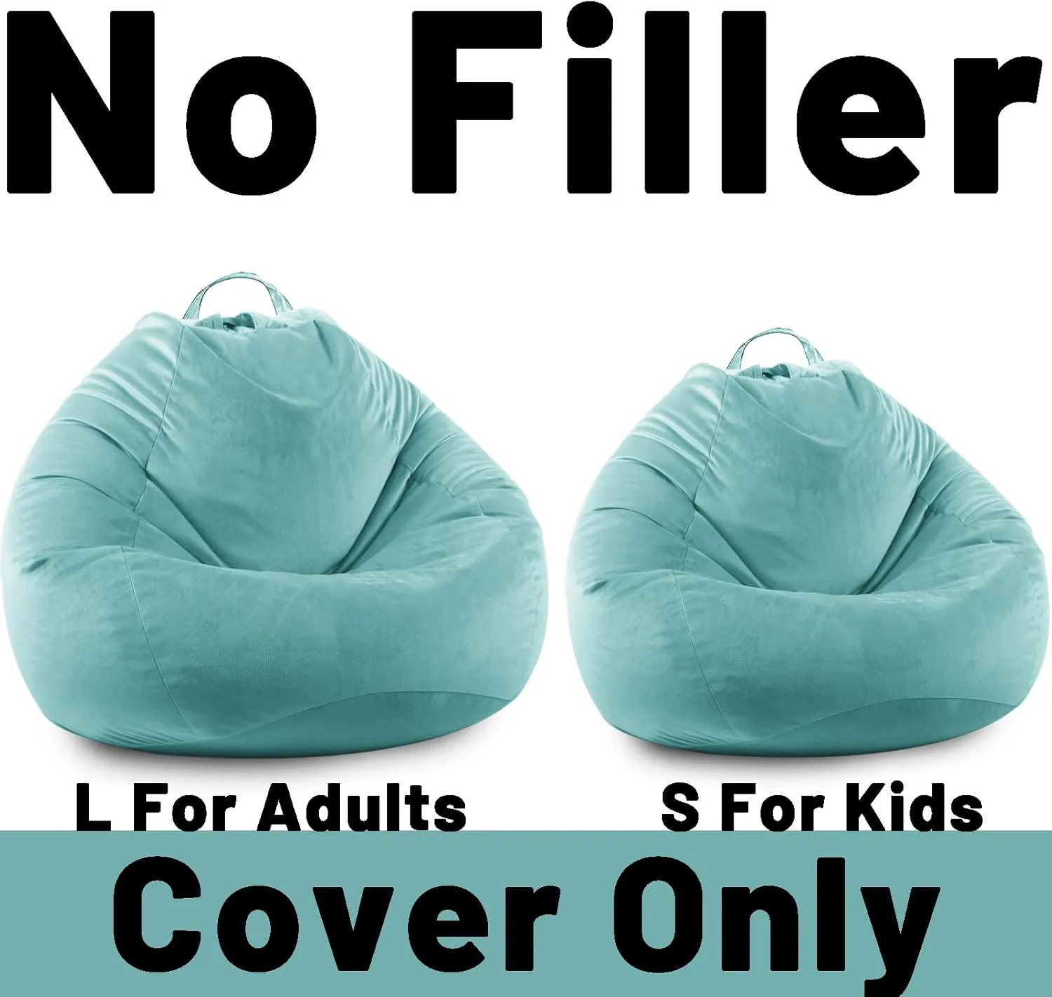 LPMOERA Stuffed Animal Storage Bean Bag Chair Cover (No Filler) Zipper Soft Fuzzy Fluffy Stuffable Bean Bag Cover for Organizing Children Plush Toys or Memory Mint Green Large