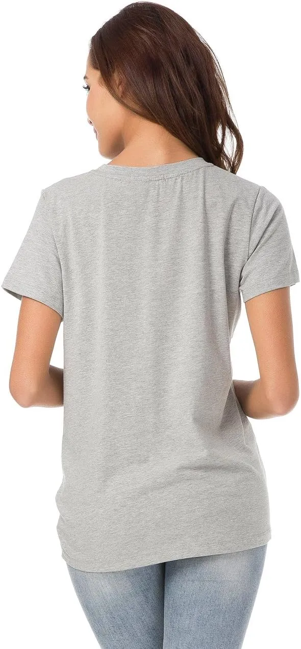LUSMAY Womens Short Sleeve Loose Twist Knot Front T Shirts Cotton Casual Blouse