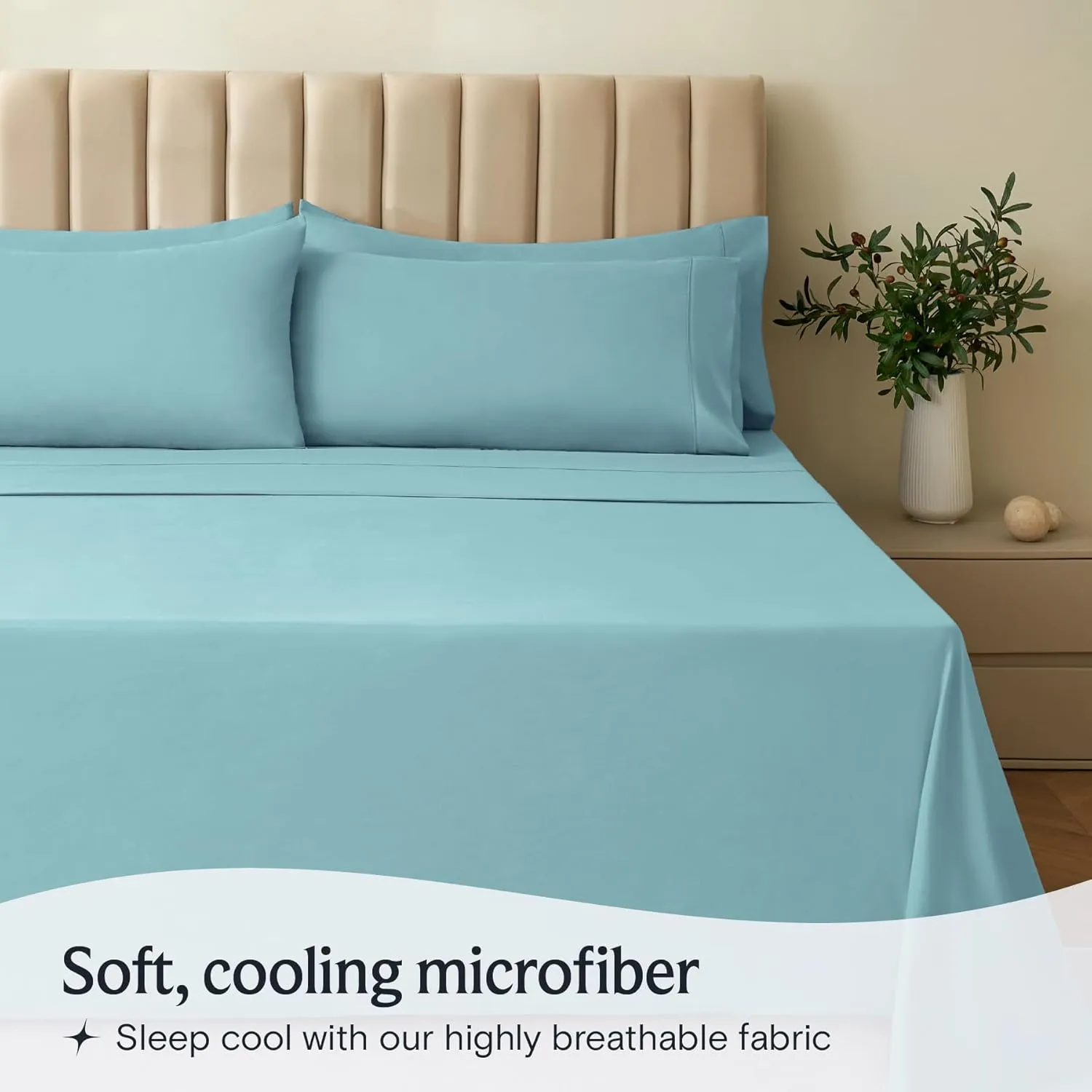 LuxClub 4 PC King Size Sheet Set Deep Pockets 18" Wrinkle Free Cooling Sheets Machine Washable Hotel Bedding Silky Soft - Aqua King