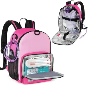 LUXJA Feeding Tube Backpack Fits 500ml Bag and Enteral Feeding Pump (Compatible with EnteraLite Infinity and Kangaroo Joey), Feeding Tube Bag for G Tube, J Tube and GJ Tube, Red Rose