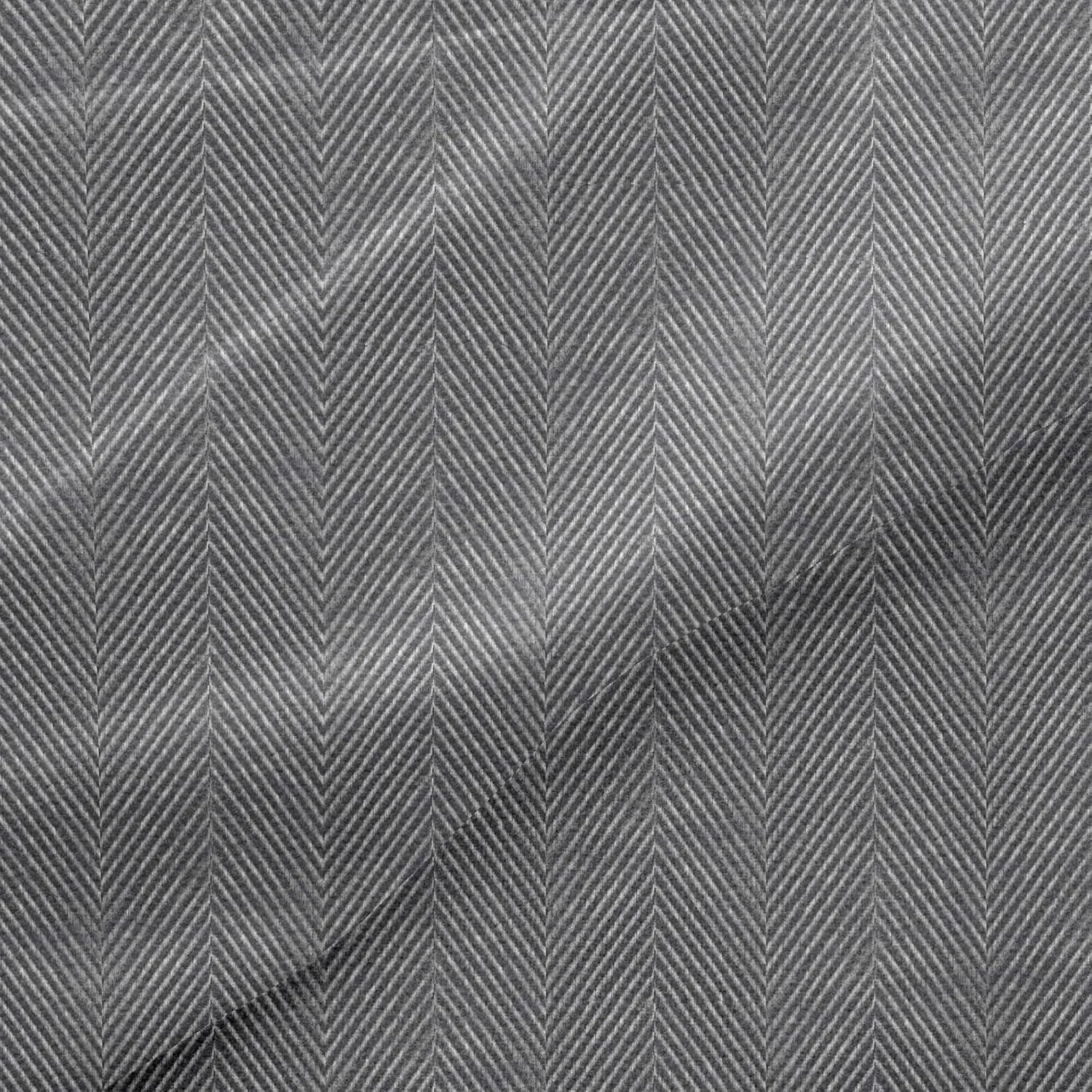 Luxury German Flannel Sheets & Pillowcases Set, 4 Piece (Gray Herringbone, King)