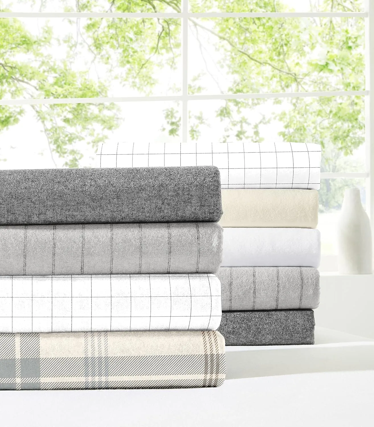 Luxury German Flannel Sheets & Pillowcases Set, 4 Piece (White, King)