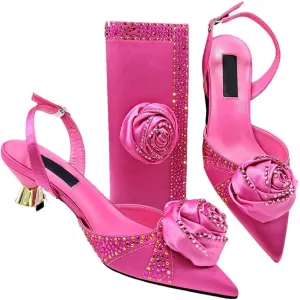 Luxury Leather Wedding Cylinder Mini Handbag Full Diamond Decoration Women Sandals Set