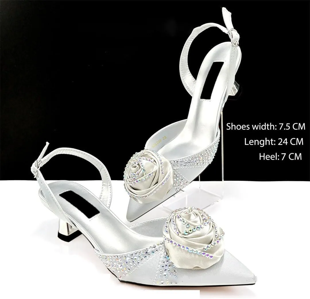 Luxury Leather Wedding Cylinder Mini Handbag Full Diamond Decoration Women Sandals Set