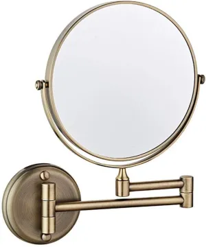 Makeup Mirror 8-inch Two-Sided Swivel Wall Mounted Mirror Extending Folding Bathroom Shaving Cosmetic Make Up Mirror 3X Magnification with Drilling/Without Drilling Bronze Color