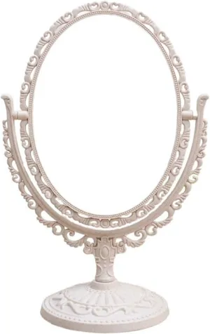 Makeup Mirror Desktop Vertical Vanity Mirror Nordic Retro Lace Mirror Multi-Functional Bedroom Vanity Mirror Portable Mirror Vanity Mirror
