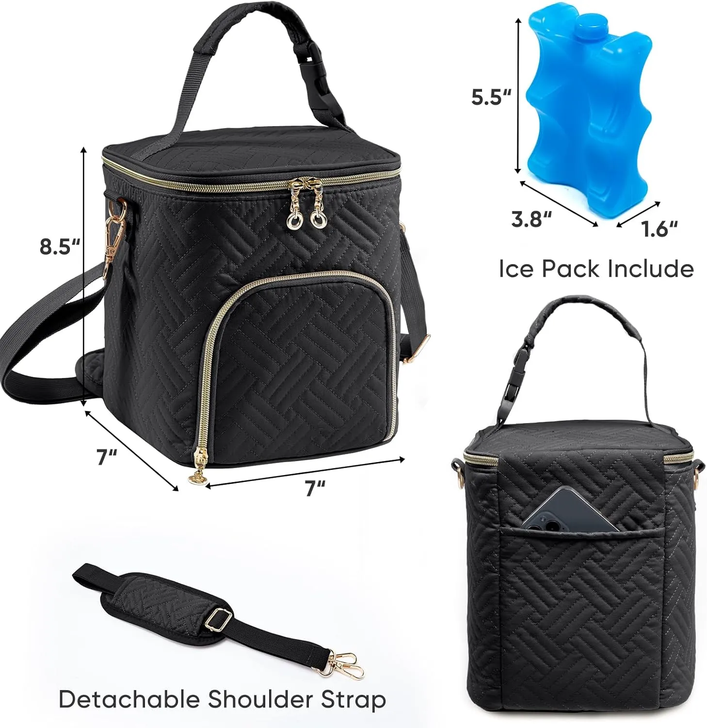 Mam Breastmilk Cooler Bag with Ice Pack for 4 Bottles - See-through Breast Pump Bag for Baby Bottles 4oz-9oz