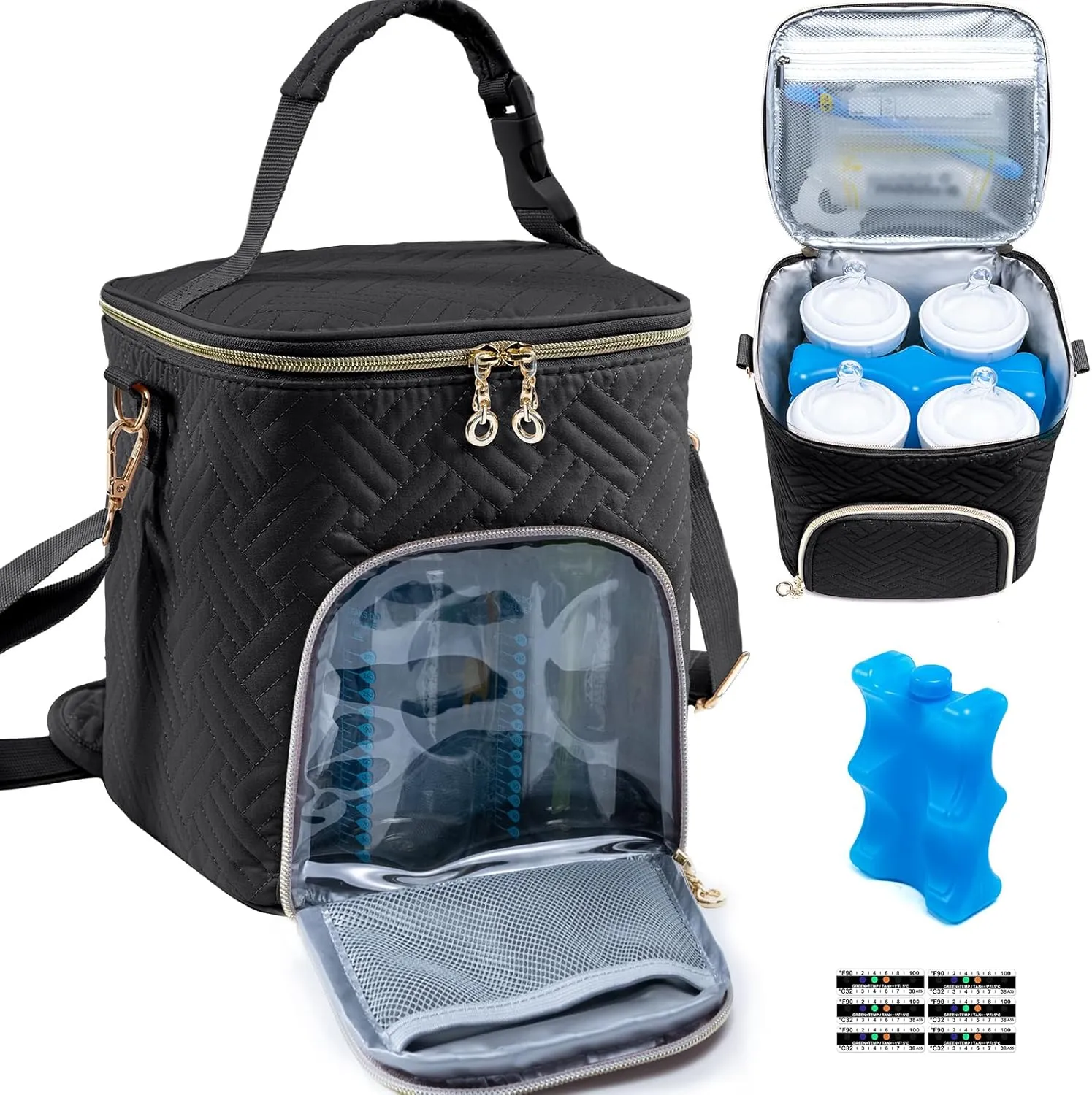 Mam Breastmilk Cooler Bag with Ice Pack for 4 Bottles - See-through Breast Pump Bag for Baby Bottles 4oz-9oz