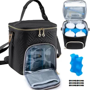 Mam Breastmilk Cooler Bag with Ice Pack for 4 Bottles - See-through Breast Pump Bag for Baby Bottles 4oz-9oz