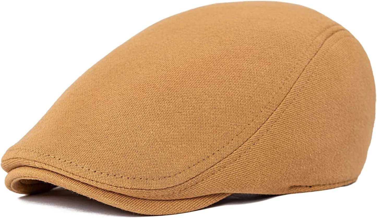 Men Cotton Newsboy Cap Soft Fit Cabbie Hat