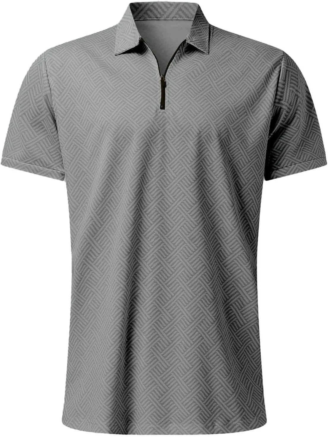Men's 1/4 Zip Collar 2 Pieces Outfits Casual Quarter Zip Striped Polo T Shirt and Shorts Set Athletic Jogging