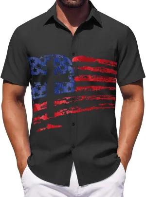 Mens 2025 Trendy Hawaiian Bowling Shirts Holiday Theme 4th of July Patriotic Shirt Vintage Button Down Dress Shirts