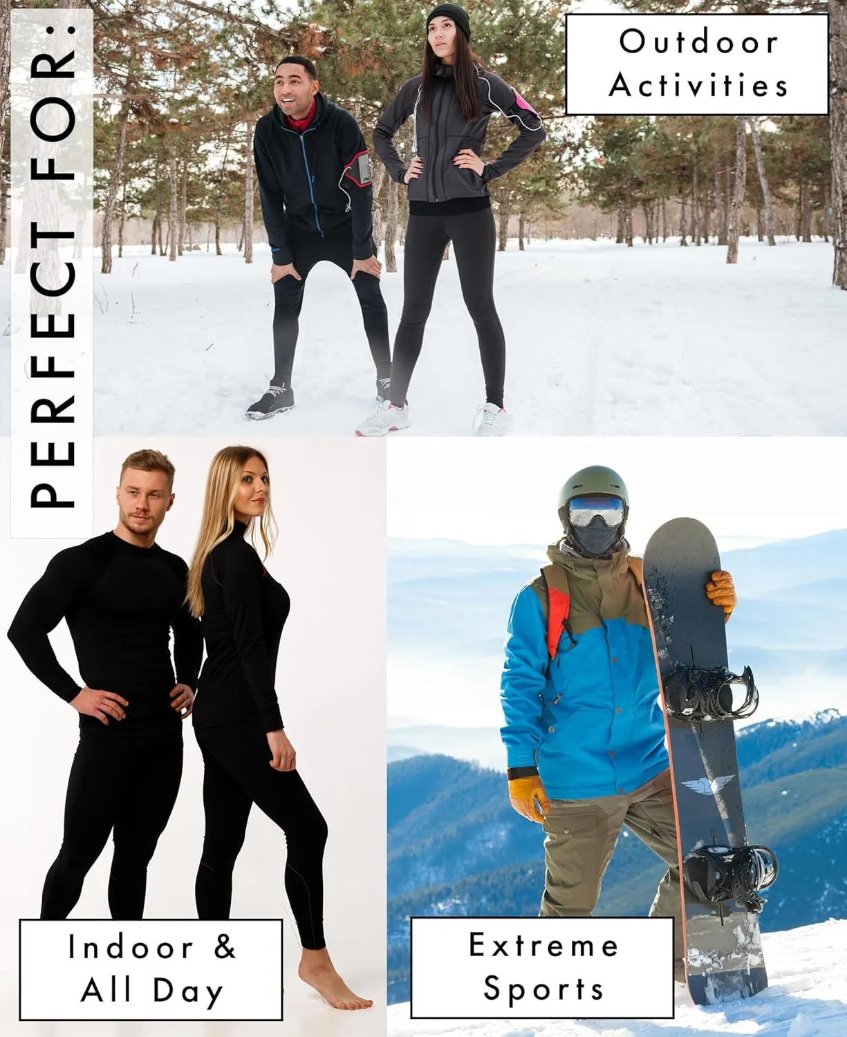 Men's 3 Pack Base Layer Long Sleeve Thermal Crew Neck Top | Soft & Lightweight Fleece Lined Shirts
