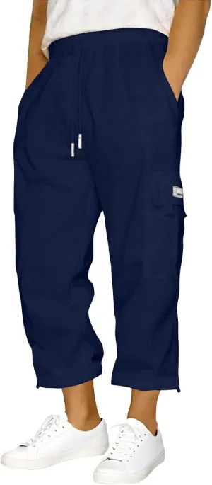 Men's Cargo Capri Pants Outdoor Multi Pockets 3/4 Length Quick Dry Workout Hiking Summer Long Cargo Shorts