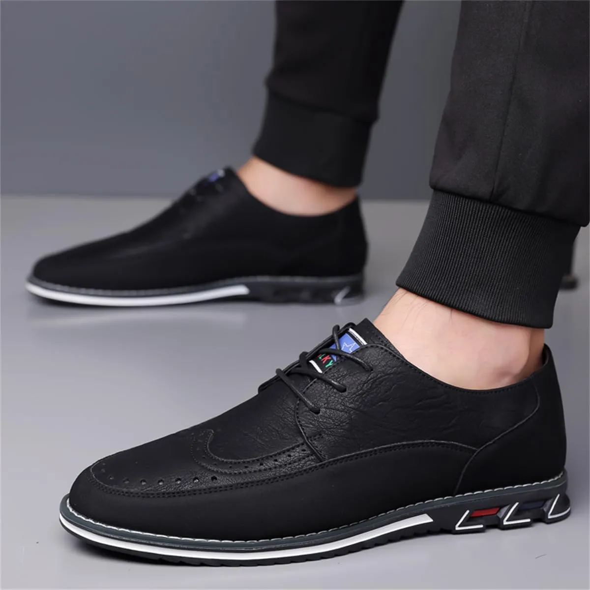 Men's Casual Dress Oxfords Shoes Business Formal Italy Prince Classic Oxford Lace Up Craft Mesh Sneakers